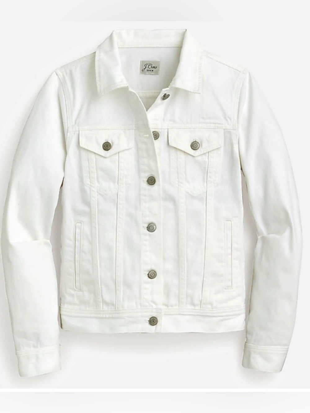 J.Crew White Denim Jacket Size S - Classic Cotton Trucker Jean Jacket NWOT